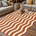 thumbnail image 2 of Fsddascl Orange White Outdoor Rug for Patio/Deck/Porch, Non-Slip Large Area Rug 5 x 8 Ft, Modern Abstract Waves Water Ripple Striped Indoor Outdoor Rugs Washable Area Rugs, Camping Rug Carpet, 2 of 5