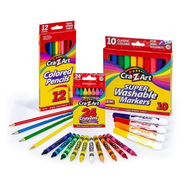 Paquete de material escolar Cra-Z-Art, rotuladores y lápices, 46 unidades