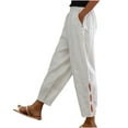thumbnail image 2 of SELONE White White Mid Waist Lounge Pants Cropped Trouser Pants Casual Beach Pants Drawstring Solid Soft Tapered Lightweight Comfortable 2XL Tall Breathable Summer Clothes, 2 of 7