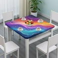 thumbnail image 3 of Rainbow Tie Dye Wave Pattern Square Fitted Tablecloth with Elastic Edge,Square Table Cover,Washable Elastic Table Cover for Home Kitchen Party Decor 36"x36", 3 of 6