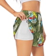 thumbnail image 2 of Bixox Women's Surfing Dinosaur pattern 2 in 1 Running Shorts - Lightweight Athletic Workout Gym Yoga Shorts Liner with Pockets - Large, 2 of 7