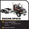 thumbnail image 3 of Diecast Masters Western Star 4700 SF Tandem Truck-Tractor - Metallic Black | Real Truck Specifications | 1:50 Scale Model Semi Trucks | Diecast Model by Diecast Masters 71036, 3 of 8
