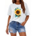 thumbnail image 2 of NAMTYQX Women's T-Shirts Casual Patterned Breathable Light Oversize Short Sleeve Looses Gemustertes Crew-Neck Summer Blouses for Women 2025 White Size XL, 2 of 5