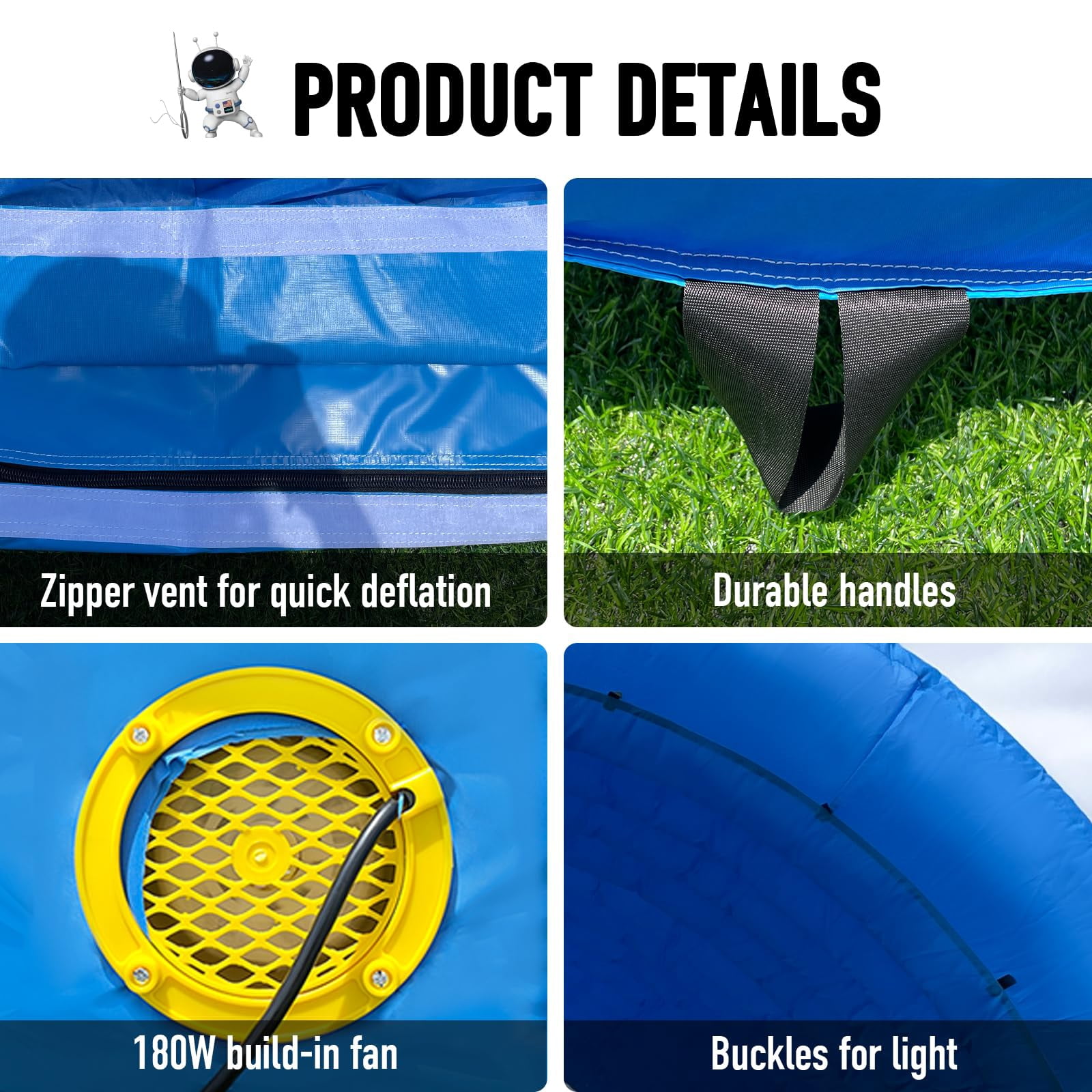 Inflatable Sports Tunnel Arch with Blower 16x10x10ft Blue Event Entrance for Shops Schools & Supermarkets