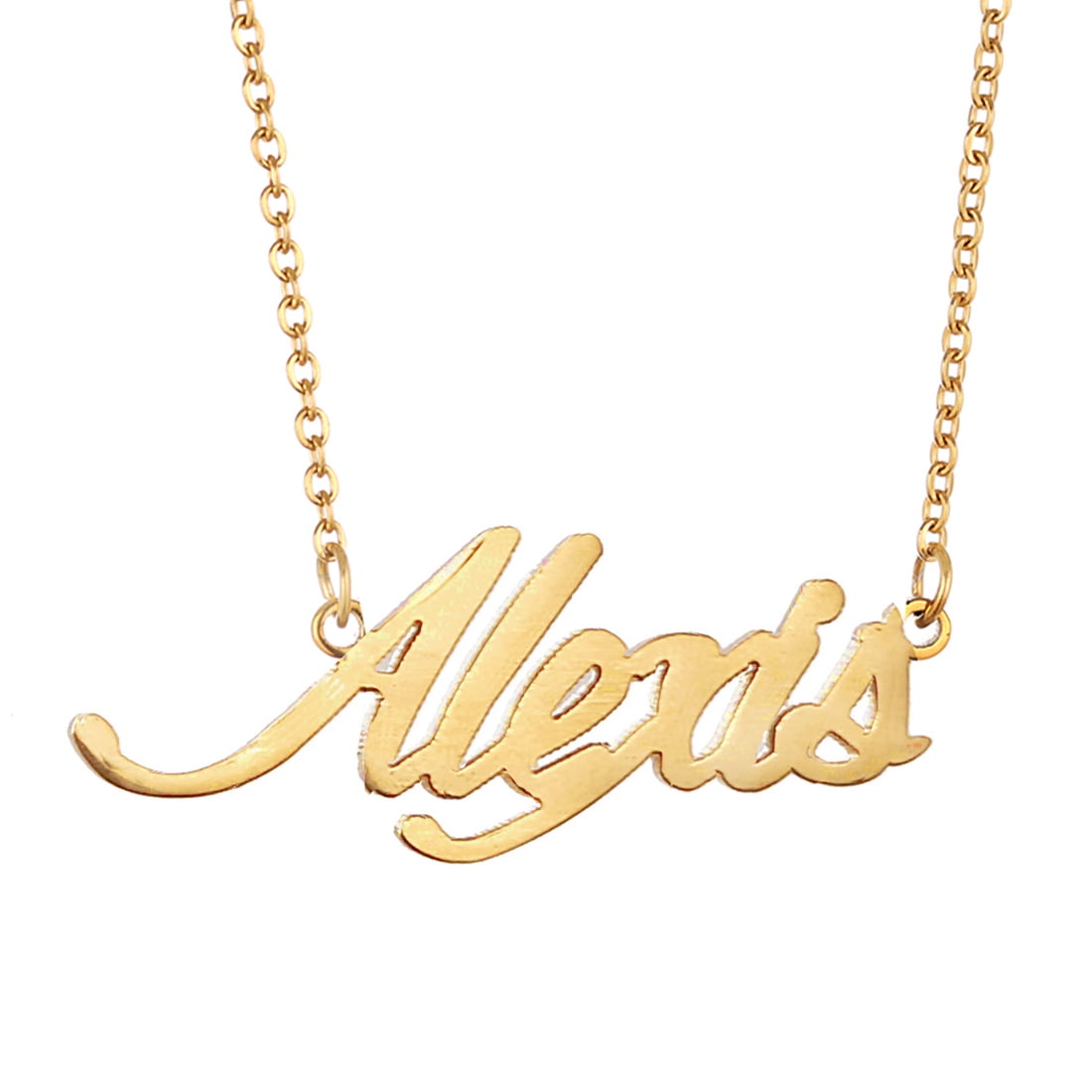 Name Necklace ALEXIS 18K Gold PlatedBest Friend Christmas Love Gift Family 