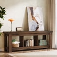 thumbnail image 4 of Tribesigns 63" Solid Wood Console Table with Storage, Long Entryway & Sofa Table for Behind Couch, Farmhouse Hallway Accent for Living Room, 63" TV Console Stand, Natural Finish (1, Dark Brown), 4 of 19