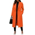 thumbnail image 2 of Womens Long Coat Notch Lapel Double Breasted Trench Coat Fall Winter Clothes Saffron 3XL, 2 of 4