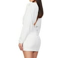 thumbnail image 6 of SMihono Women's Sequin Deep V Neck Long Sleeve Mini Dress Party Clubwear Cocktail Dress Trendy Bodycon Night out Outfit White XXL, 6 of 6