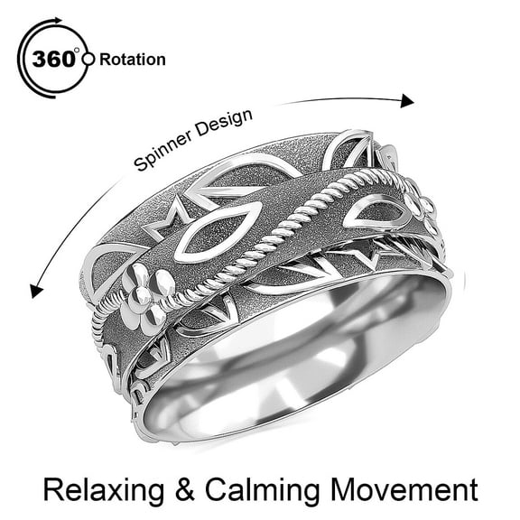 925 Sterling Silver Spinner Ring for Women Jewelry Size 10 Birthday Christmas Gifts