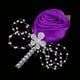 thumbnail image 3 of Broche de Tela Artificial Ramillete de Flores Gloria para boda Nupcial Rosa púrpura oscura, 3 of 8