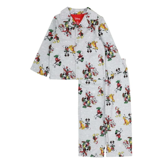Mickey and Friends Toddler Boy's Christmas Holiday Flannel Pajama Set (Size 4T)