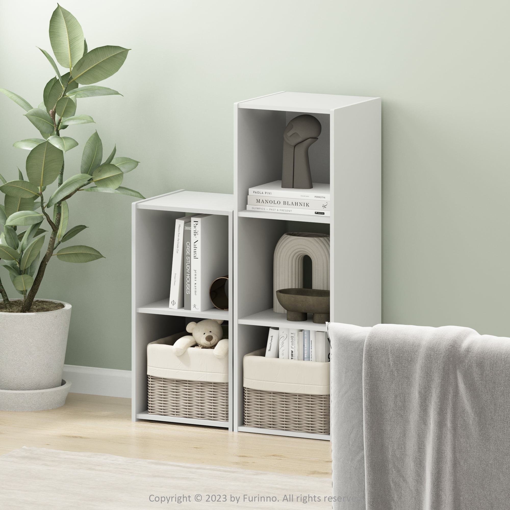 Furinno Pelli Cubic Storage Cabinet, 2x1, White