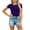 Purple, variant on Kinrui Short Sleeve Fitted T-Shirts for Women Denim Patchwork Trim Casual Summer Tops Purple L
