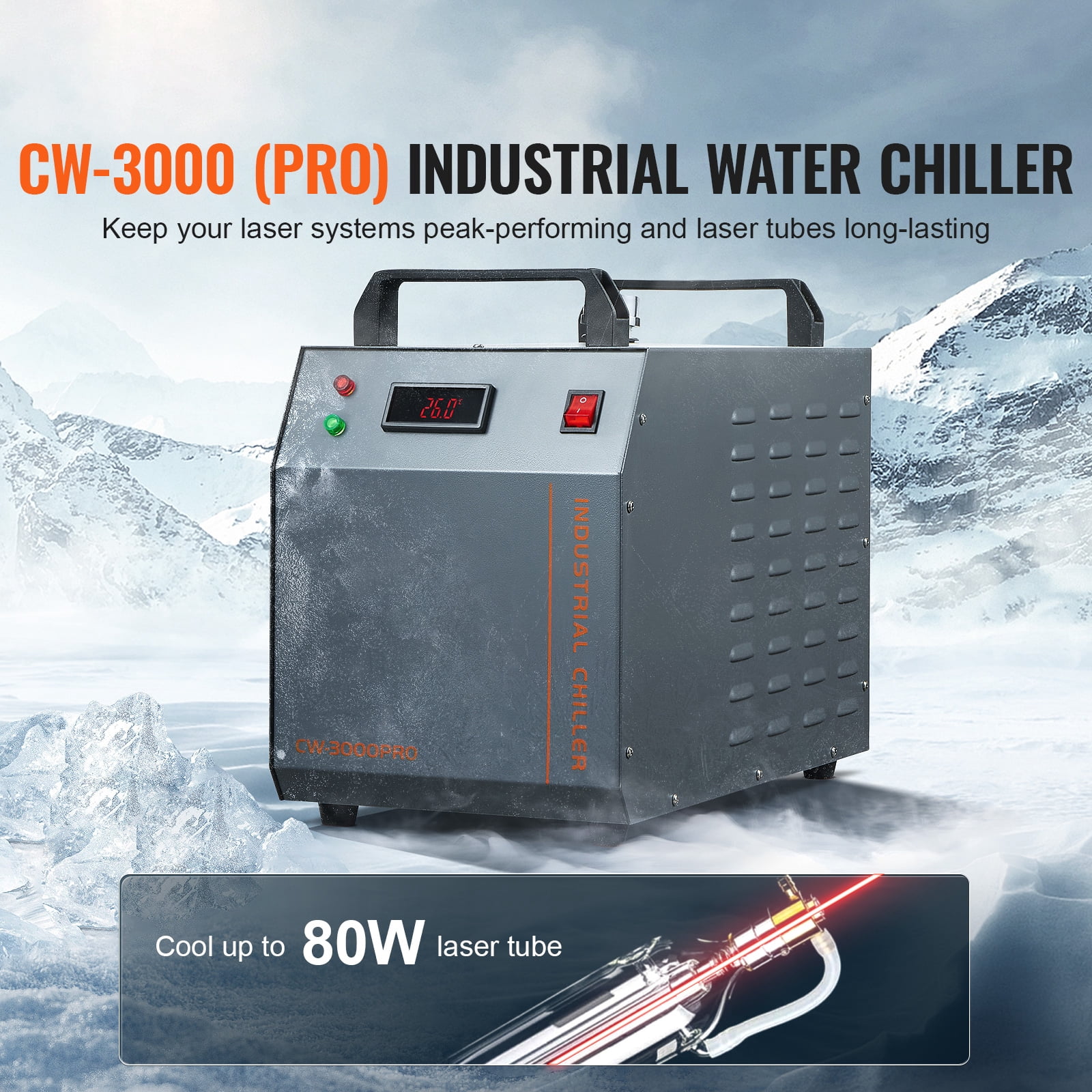 KFFKFF Air-cooled Industrial Water Cooling 12L 18L/min Laser Chiller CW-3000(PRO)