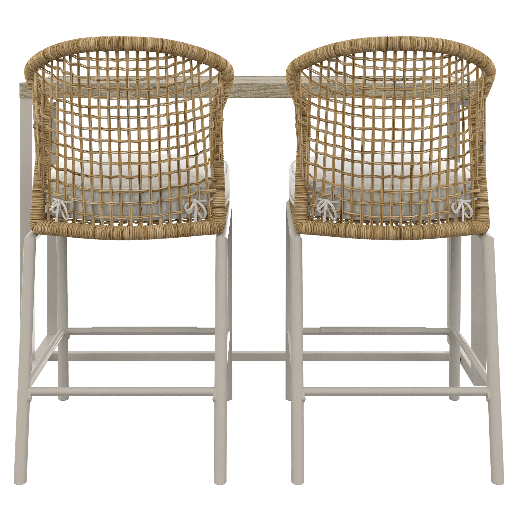 HOMETRENDS Lasso 3-Piece Steel Outdoor Bar Height Dining Set with Cushions, Beige