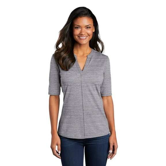 Port Authority Ladies Stretch Heather Open Neck Top, Graphite/White, 3X-Large