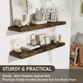 thumbnail image 4 of 36 Inch Floating Shelves, Wall Shelves Set of 2 for Bathroom/Living Room/Bedroom/Kitchen, Wall Mounted Floating Shelf for Home Decor with Invisible Brackets, Rustic Brown, 4 of 14