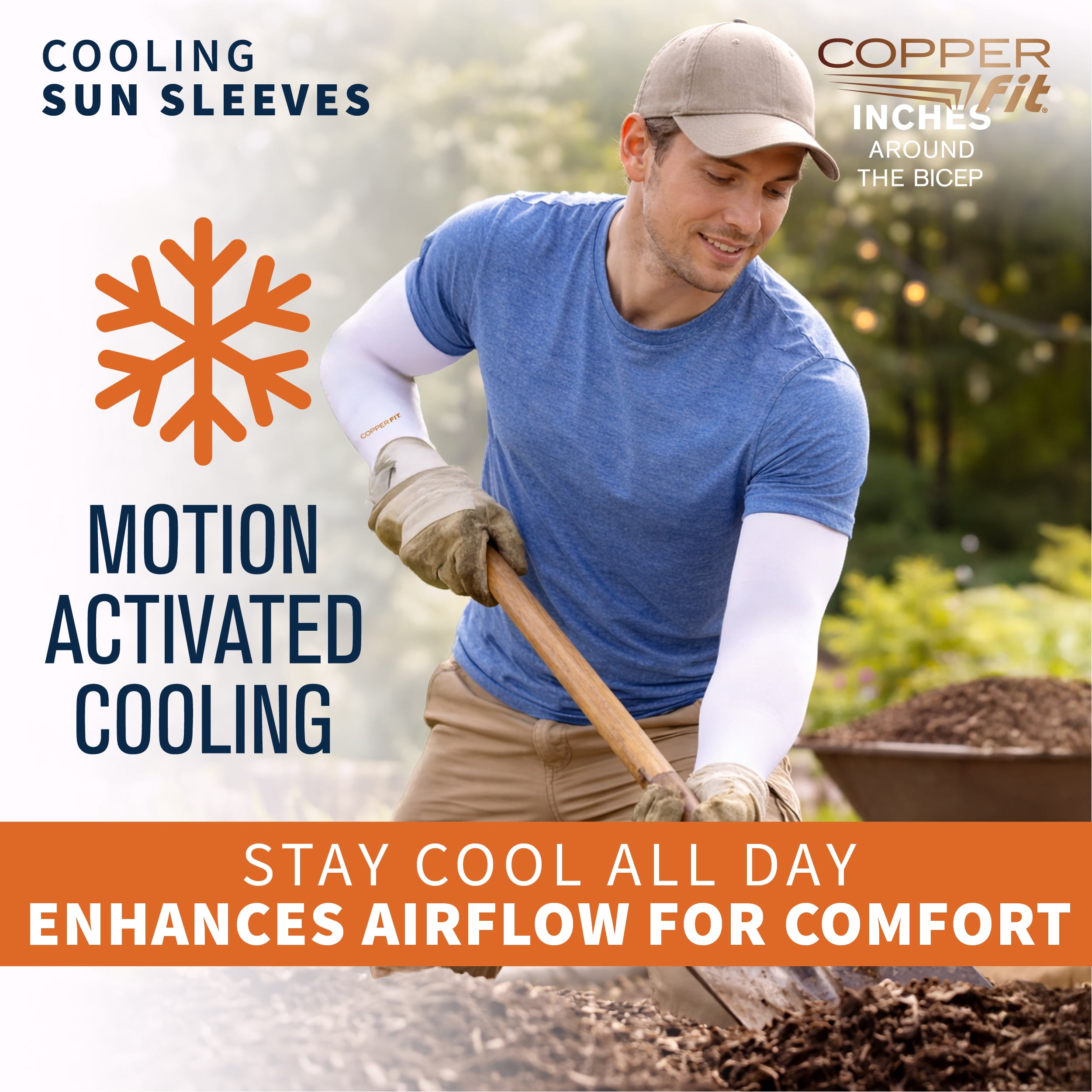 Copper Fit Cooling Sun Sleeves, UPF 50+ UV Protection Arm Sleeves, Breathable & Sweat-Wicking, Large/XL, 2 Pack