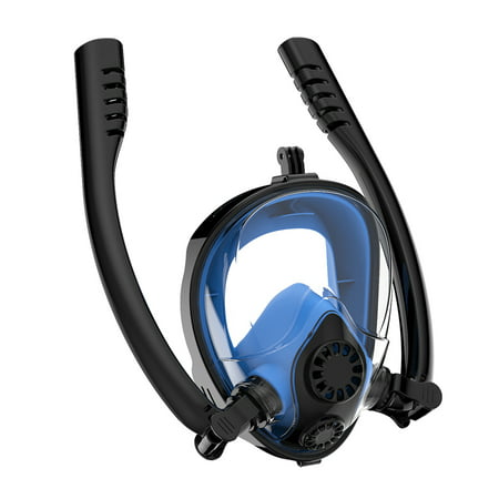 2019 New Design Double Snorkels Advanced Breathing System Diving Mask Scuba Mask Underwater Anti Fog Full Face Snorkeling Mask Women Men Kids Swimming Snorkel Diving (Best Scuba Diving Masks 2019)