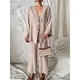 thumbnail image 5 of Conjunto de 2 piezas de pantalones de lino y algodón para mujer, camisa holgada con cuello en V y cordones, pantalones de pierna ancha, trajes sólidos para verano, 2024, 5 of 5