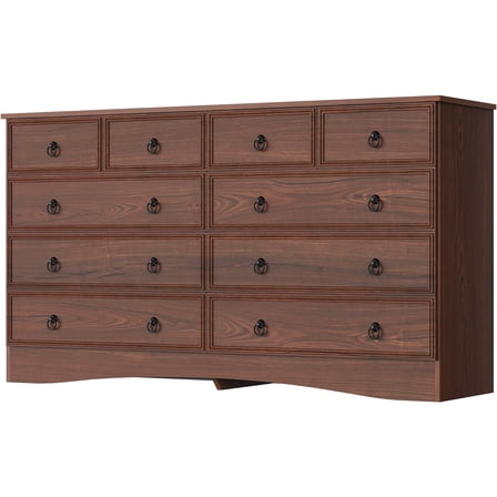 VVFLU Farmhouse 10 Drawer Dresser for Bedroom, 55.1" Wide Dressers Chest of Drawers, Wood Storage Cabinet with Deep Drawers ,Large Cherry Dresser for Bedroom, Closet, Hallway