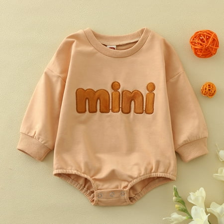 

NIUREDLTD Toddler Winter Long Sleeve Romper Bodysuit Boys Girls Cartoon Letter Prints For Babys