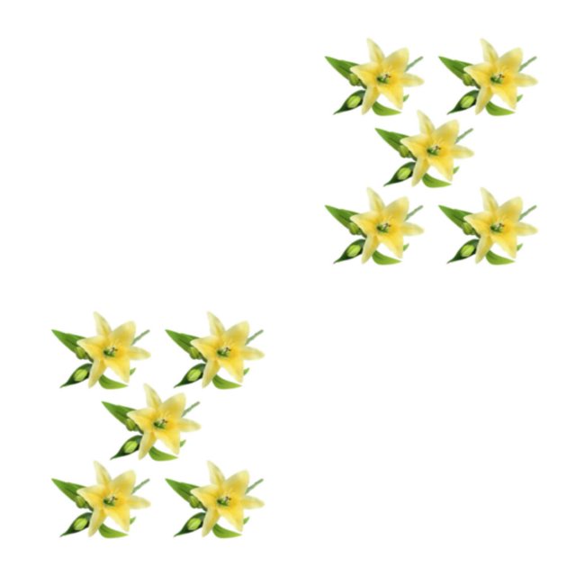 Kearding 5X flor artificial planta falsa decoración de boda arreglo multiusos de larga duración decoración de oficina al aire libre amarillo Amarillo 2Conjunto