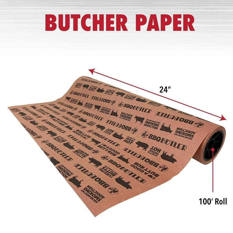 Bbq Butler Pink Butcher Paper - Kraft, Peach Paper - Brisket Smoking Paper  - Paper For Wrapping Meat - Smoker Supplies - Smoking Accessories - Cooking  Paper - Printed Roll, 18 in x 100 