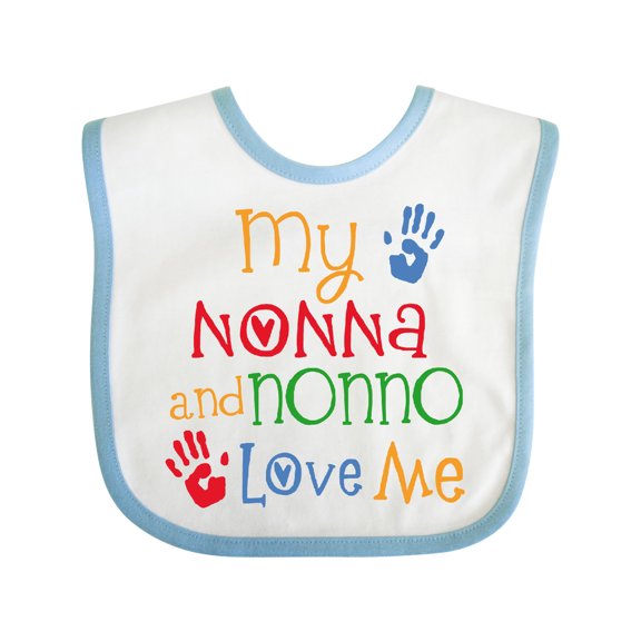 Inktastic My Nonna and Nonno Love Me Grandchild Boys or Girls Baby Bib