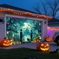 thumbnail image 4 of Halloween Garage Door Banner Cover 6.8 x 15.7 ft Happy Halloween Garage Door Decoration Outdoor Indoor Hanging Banners Scary Pumpkin Ghost Bats Photo Props Backdrop for Wall House Party Decor, 4 of 6