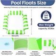 thumbnail image 2 of Inflatable Pool Float Hammock, Striped Water Lounge Chair for Adults, 300 Lbs Capacity, 4 Buoyant Pillows, Foldable, 47x48 Inches- Green, 2 of 6