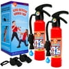 fire extinguishers with Whistles 2 Pack.Shoots Real Water Great for Fireman Toys,Fireman Costume, Bath,Summer, Outdoor and Indoor Play,.