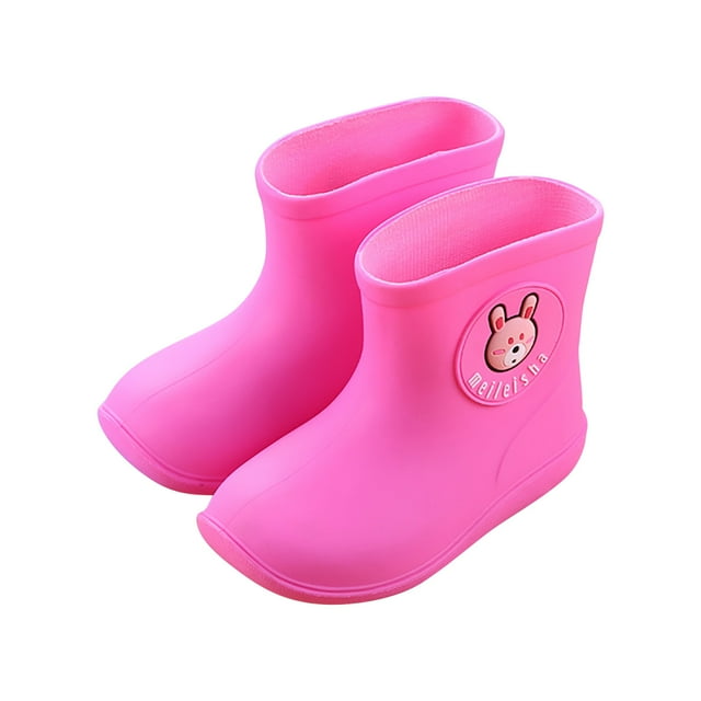 Agiferg Children's Rain Boots Plus Velvet Warm Baby Cartoon Plus Cotton Water Shoes
