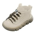 thumbnail image 1 of PEASKJP Kids Booties Side Zipper Fashion Short Booties Low Heels, White 22, 1 of 4