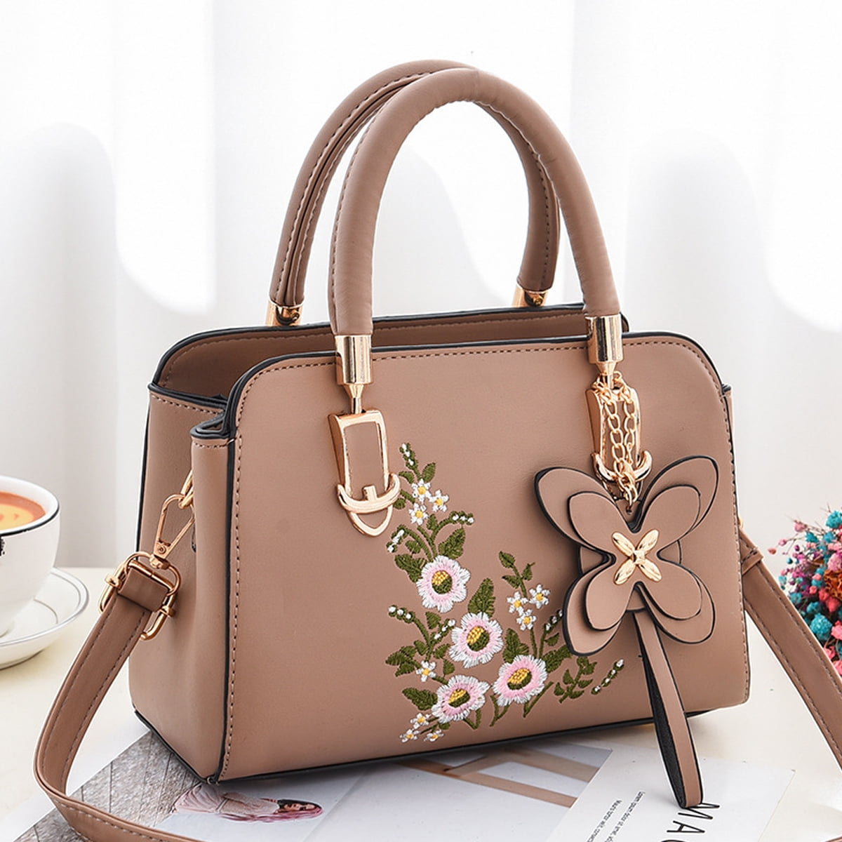PORRASSO Women's Fashion Shoulder Bag | Top Handle Crossbody Bag In Vegan Leather, 23x11x16cm