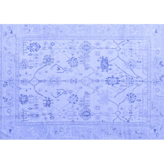 Ahgly Company Machine Washable Indoor Rectangle Oriental Blue Traditional Area Rugs, 5' x 7'