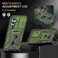 thumbnail image 2 of LeYi Samsung Galaxy A54 5G Case, A54 5G Case with 2 Pack Screen Protectors, Heavy Duty Armor Case with Slide Cover & Upgrade Magnetic 360°Rotatable Kickstand for A54, Army Green, 2 of 7