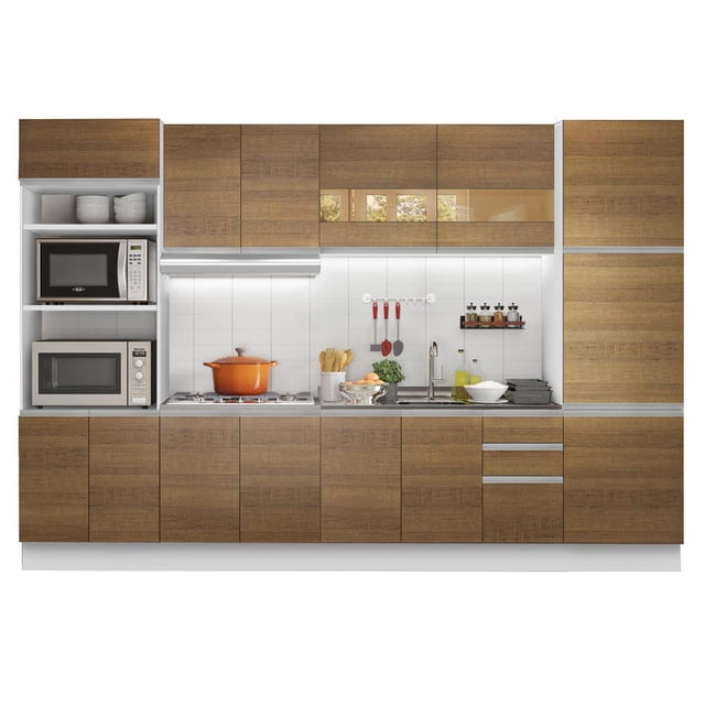 Cocina Integral Completa Madesa 330cm Olimpia 02 - Blanco/Marrón