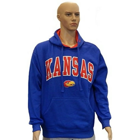 Collie Embroidered Fleece - University of Kansas Jayhawk Officially Licensed Embroidered Logo Pullover Hooded Fleece Sweatshirt Hoodie (Large)