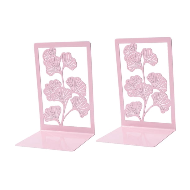 Sujetalibros de hojas de ginkgo Sujetalibros para estantes Tope de libro para biblioteca escolar (1 Rosa