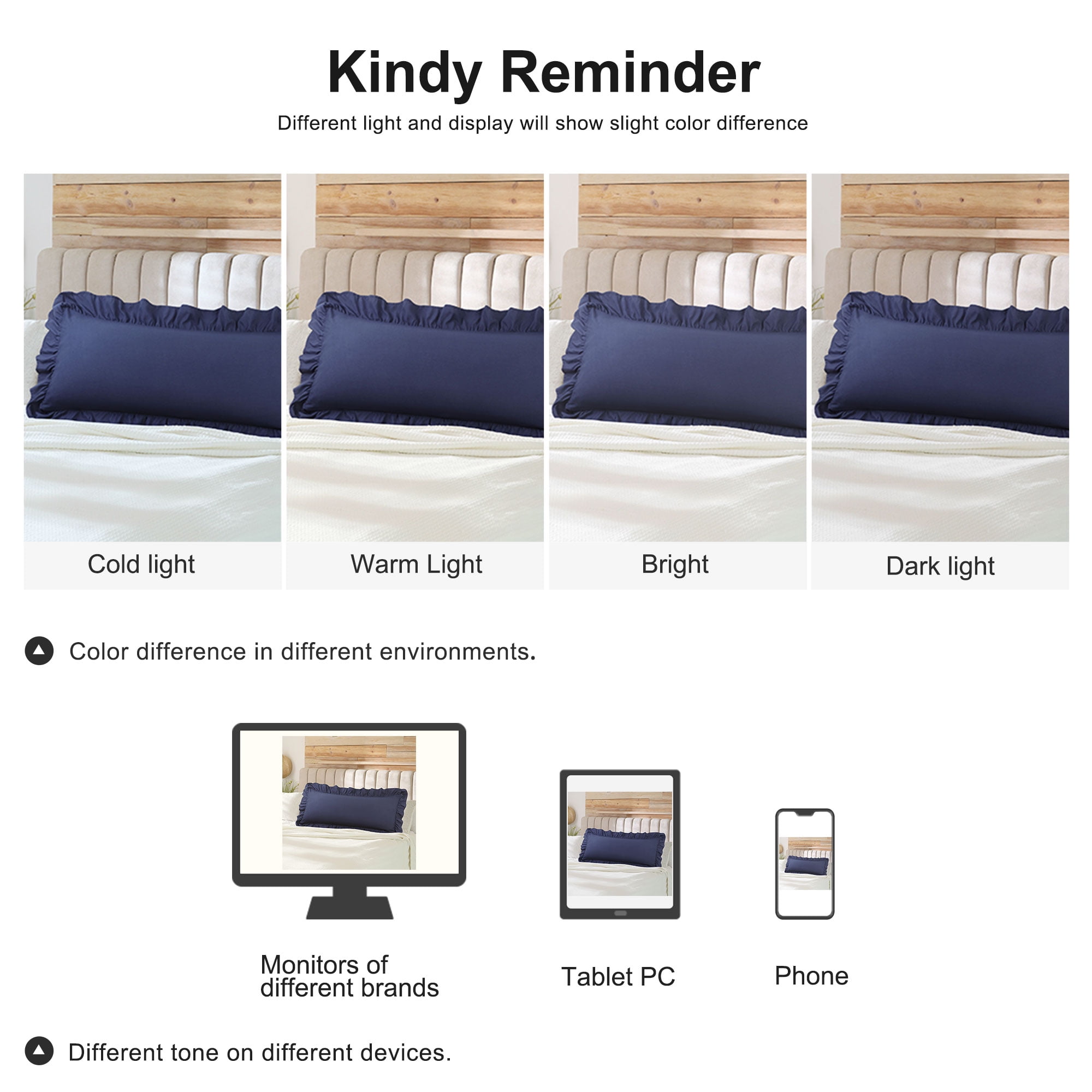 Unique Bargains Microfiber Ruffle Envelope Closure Body Pillowcases Navy Blue 20"x54"