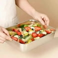 thumbnail image 3 of Stainless Steel Food Prep Tray with Lid, Deep Stainless Steel Food Prep Tray Large Size, Unbreakable Bento Camping Lunch Metal Trays for Storage,Freezing and Refrigeration (with lid, 3 Size), 3 of 6