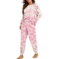 thumbnail image 2 of Yuyamidu Pink Leopard Print Pajamas for Ladies Size XL Cherry Blossom Long Sleeve Night Clothes Casual Round Neck Sleep Set 2 Packs Women's Pjs for Fall Winter Spring, 2 of 7