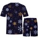 thumbnail image 4 of Conjunto de blusa y pantalones de manga corta con estampado 3D de camiseta de cuello redondo de Navidad informal para hombres Pompotops  oipoqjl35854, 4 of 8