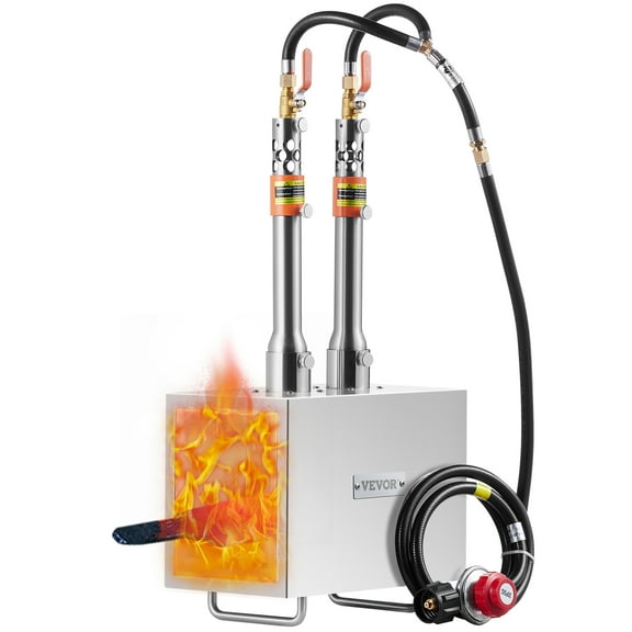 VEVOR Portable Propane Forge, 2 Burner Farrier Forge, 2600℉ Tool and Knife Making Blacksmithing Gas Forge, Large Capacity Square Stainless Steel Gas Forging Tools and Equipment for Metal Forging