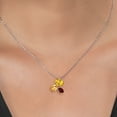 thumbnail image 3 of 925 Silver and 10K Yellow Gold Yellow Citrine and Red Rhodolite Garnet Pendant Necklace for Women (2.55 Cttw, Oval 8X6MM, 7X5MM and 6X4MM, Gemstone November Birthstone, with 18 inch Chain), 3 of 4