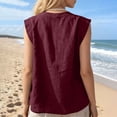 thumbnail image 5 of CQONEPT Womens Sunmmer Tops Cotton Linen Tank Tops Crewneck Loose Casual Sleeveless Summer Vacation Shirts Wine 3XL, 5 of 7