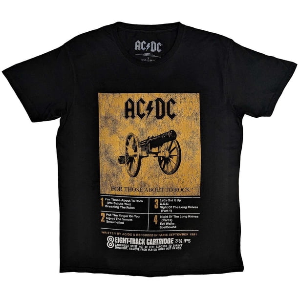 AC/DC - Camiseta 8 Track de Algodón para Adultos Unisex (Negro)
