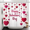 thumbnail image 2 of SUNOLIFE Happy Valentine's Day Shower Curtain Valentines Heart Bathroom Curtain with Hooks,72x78 in, 2 of 4