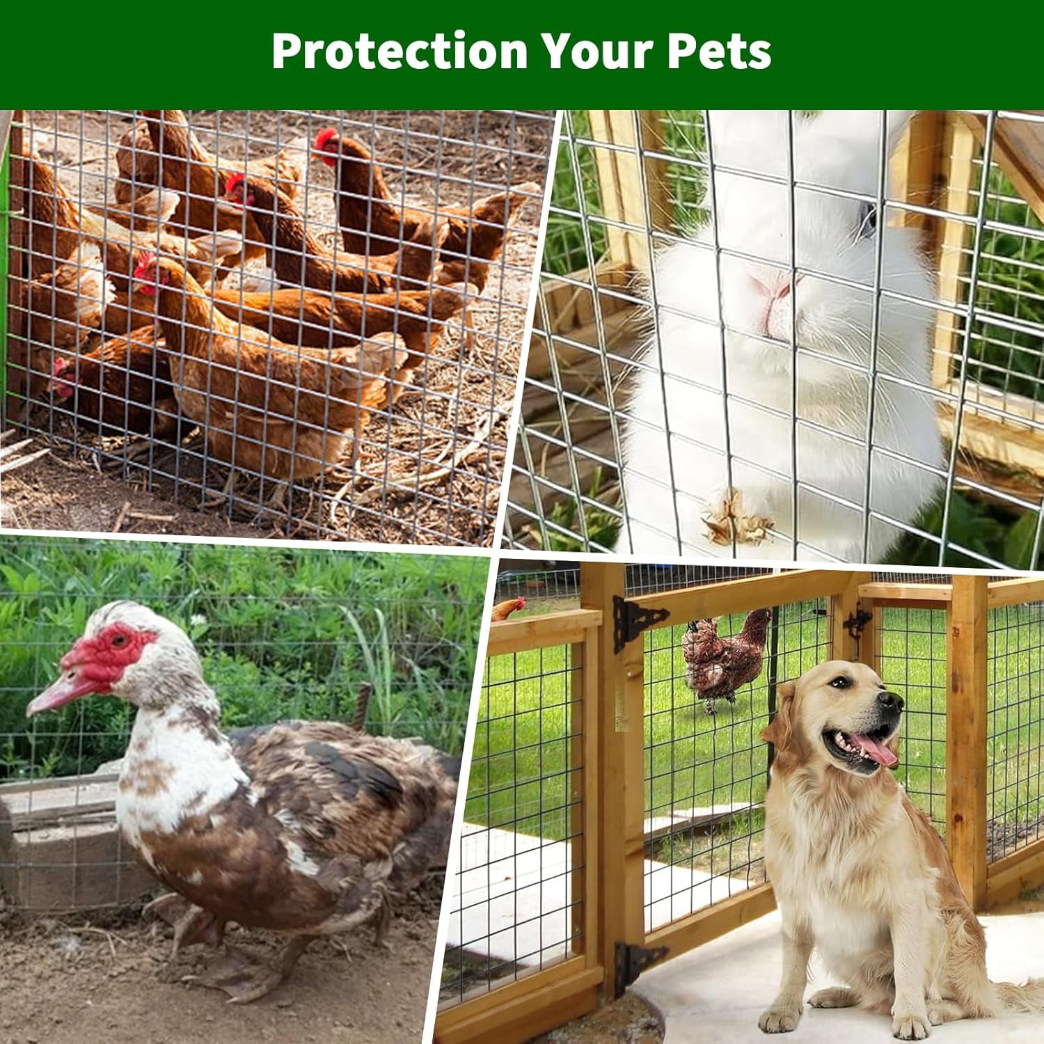 Historyli Hardware Cloth Chicken Wire Fence, Galvanized Steel Mesh Rolled Fencing for Garden, Silver